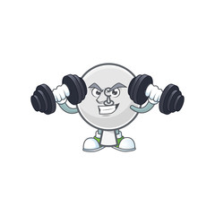 Sticker - Satellite dish mascot icon on fitness exercise trying barbells