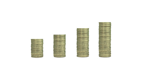 Wall Mural - gold coins stack , Csr in success Business, isolated with clipping path on white background