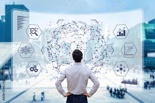 Fotografía Big data analytics visualization technology with scientist analyzing information