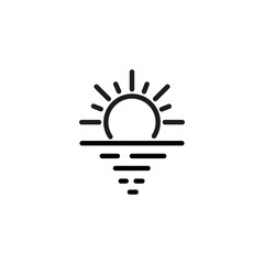 Sticker - Simple sunset line icon.