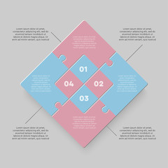 Wall Mural - Four jigsaw puzzle square diagram info graphic