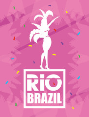 Wall Mural - brazil carnival poster with beautiful garota dancing