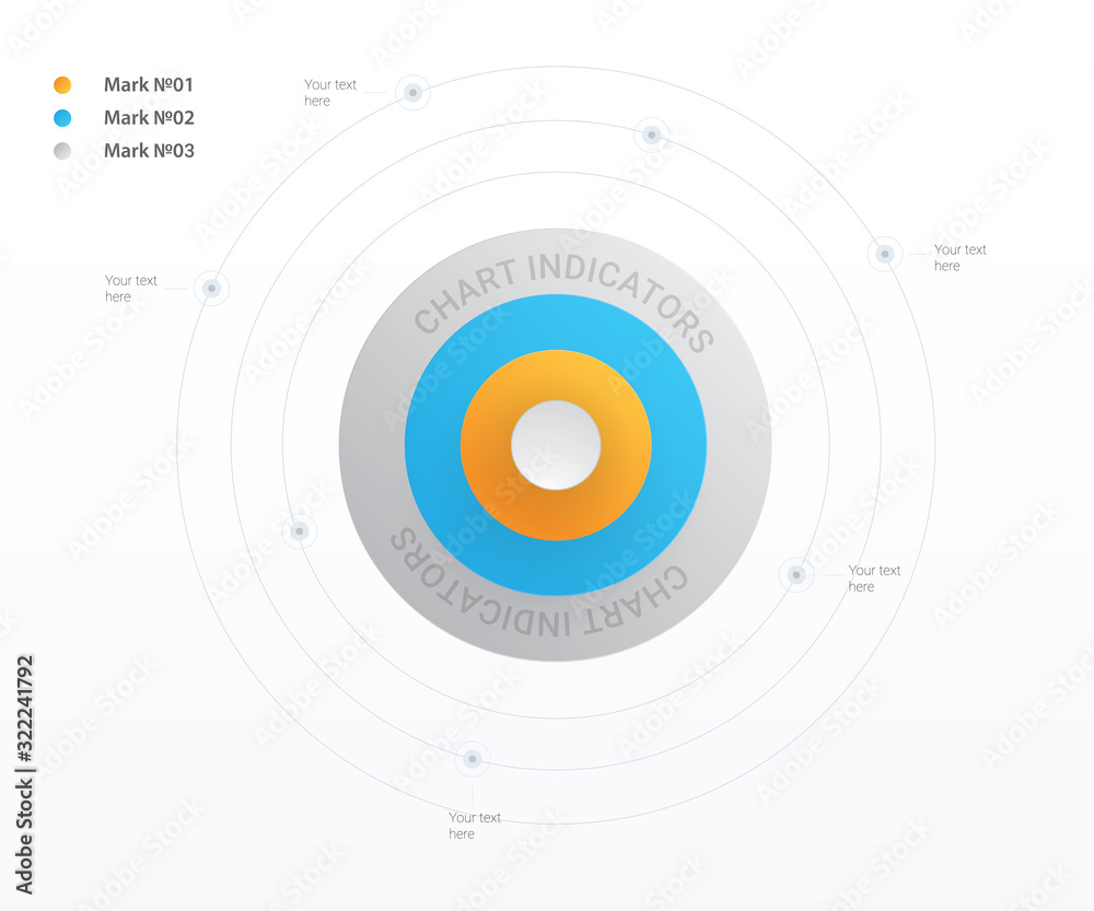 Round chart, with elements of volume and additional thin lines. Vector ...