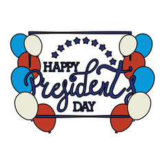 Sticker - president day lettering with balloons helium