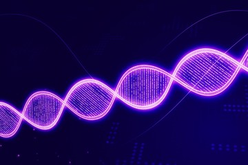 Aufkleber - Glowing DNA symbol on blue background. 3D Rendering