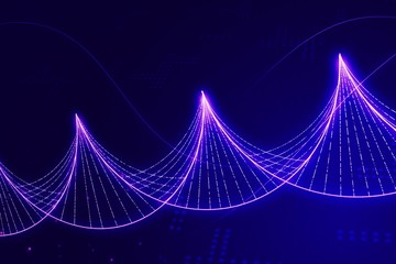 Aufkleber - Glowing DNA symbol on blue background, closeup. 3D Rendering
