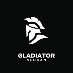 Wall Mural - black background head gladiator spartan logo icon design