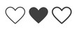 Heart vector collection. Love, favorites, like concept button icon for UI, UX, GUI.