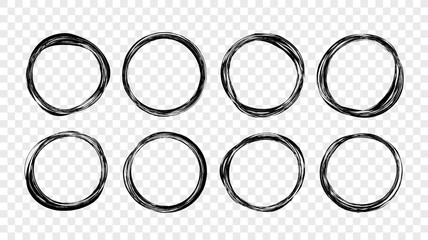 Poster - Hand drawn circle sketch frame set. Vector design elements. Doodle style.