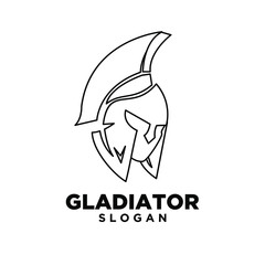 Wall Mural - head gladiator line spartan logo icon design