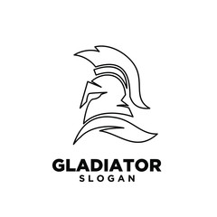 Wall Mural - head gladiator line spartan logo icon design