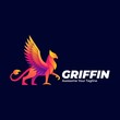 Vector Logo Illustration Griffin Mythology Pose Gradient Colorful