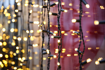 Wall Mural - street christmas decorations close up 