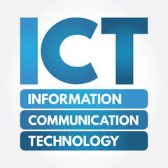 Poster - ict - information and communication technology acronym, business concept background