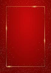blank red banner with gold glowing frame, sparkles