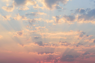 Wall Mural - Beautiful vanilla sky and clouds with sunlight before sunset
