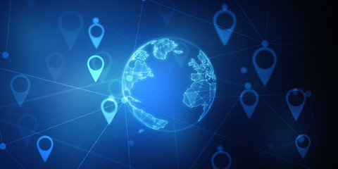 Poster - 2d rendering Red map pointer