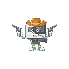 Wall Mural - The brave of action camera Cowboy cartoon character holding guns