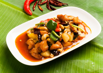 Wall Mural - Stir fried chicken with cashews, Thai Cashew nuts stir fried