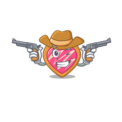 Wall Mural - Cookie heart Cowboy cartoon concept having guns