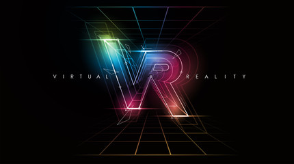 Poster - vr logo layout. modern template for web and print. virtual reality concept.