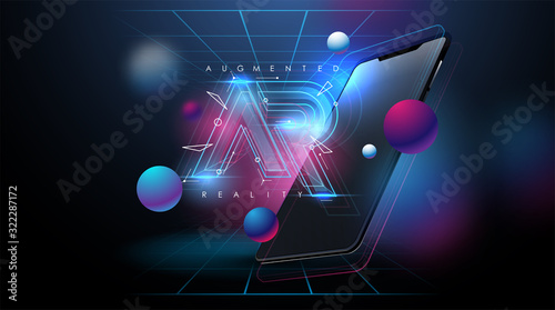 Cuadros en Lienzo AR logo layout with modern smartphone