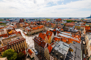 WROCLAW, POLAND - MAY 1, 2019: The top of view from tower in city center