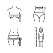 Women's body measurements: chest, waist, hip. Vector icons line style