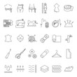 Tailoring and fashion vector icons set line style