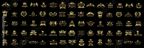 Cuadros en Lienzo Royal Logo Set - Isolated On Black Background - Vector Illustration, Graphic Design