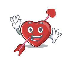 Poster - Waving friendly heart and arrow mascot design style