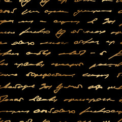 Poster - Golden text. Indistinct written handwriting. Romantic letter. Seamless pattern text. Trend design for cover, textile, fabric, interior, paper, packaging, wallpaper, print, background, template, decor