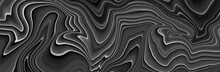 The Texture Of Black And White Marble For A Pattern Of Packaging In A Modern Style. Beautiful Drawing With The Divorces And Wavy Lines In Gray Tones For Wallpapers And Screensaver.