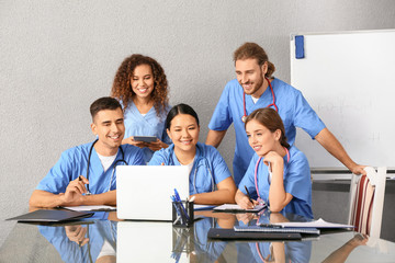 Wall Mural - Group of students at medical university