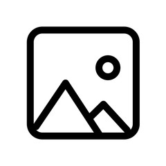 Poster - Image picture line icon, outline vector sign, linear style pictogram isolated on white. Landscape photo symbol, logo illustration. Editable stroke , vector symbol