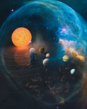 Solar System Planet, Comet, Sun And Star. Sun, Mercury, Venus, Planet Earth, Mars, Jupiter, Saturn, Uranus, Neptune. Elements Of This Image Furnished By NASA.