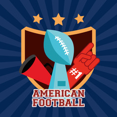 Wall Mural - american football sport poster with trophy balloon