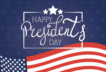 Canvas Print - happy presidents day poster with usa flag