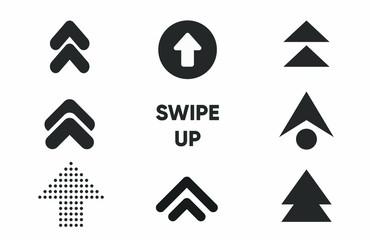 Poster - Swipe up, set of buttons for social media. Black arrows, buttons and web icons for advertising and marketing in social media application. Vector