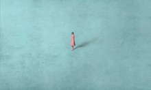 Woman Alone In Blue, Surreal Painting