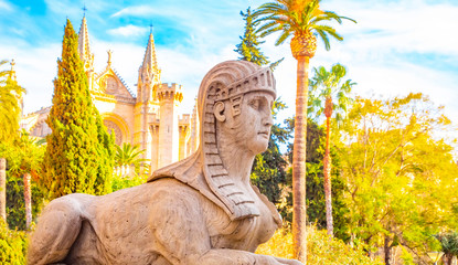 Wall Mural - Mallorca Cathedral and ancient Sphinx sculprure