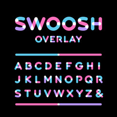 Poster - Rounded font. Vector alphabet with overlay effect letters.