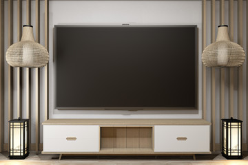 Wall Mural - Tv cabinet wooden in idea modern zen room style,minimal designs. 3D rendering