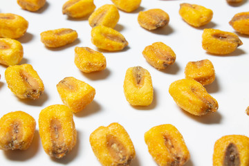 Poster - Roasted corn nuts on white background