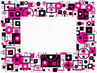 Aufkleber - Decorative ornament of pink and black geometric shapes with a text input field