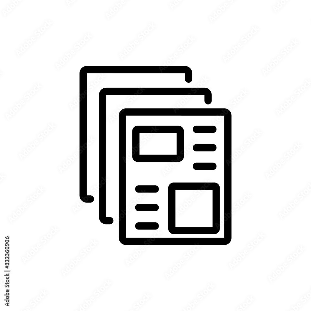newspaper icon vector. Thin line sign. Isolated contour symbol ...