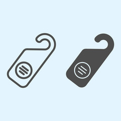 Poster - Hotel door handle tag line and solid icon. Hanger with Do not disturb sign. Horeca vector design concept, outline style pictogram on white background, use for web and app. Eps 10.