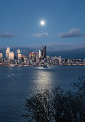 Canvas Print - Full Moon Over Seattle 3