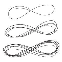 set of hand drawn infinity sign isolated. vector illustration emblem endless.