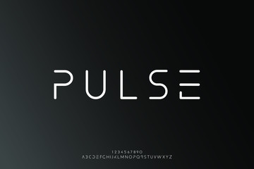 Poster - Pulse, an Abstract technology science alphabet font. digital space typography vector illustration design	